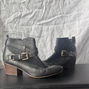 Coach Black Ankle Boots with Gold Buckle